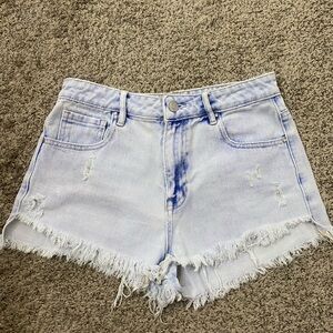 PacSun Light Wash Frayed Hem Denim Shorts